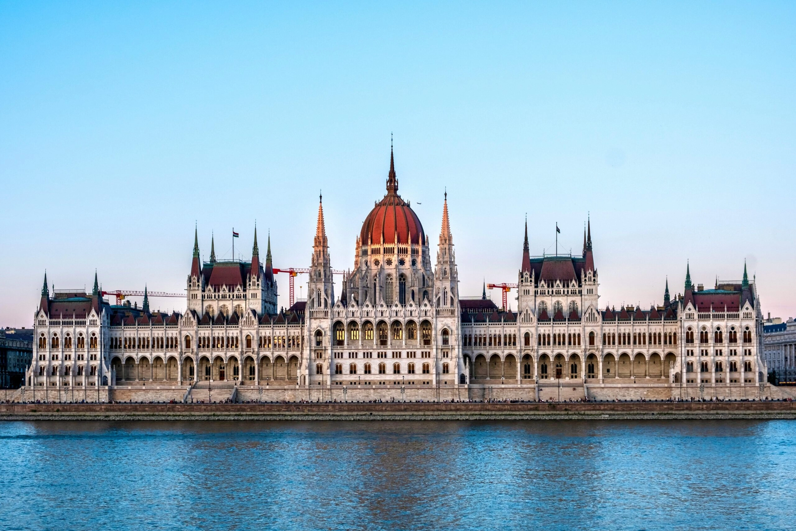Hungarian Parliament Building on the Danube during a Danube bike cruise in Budapest.