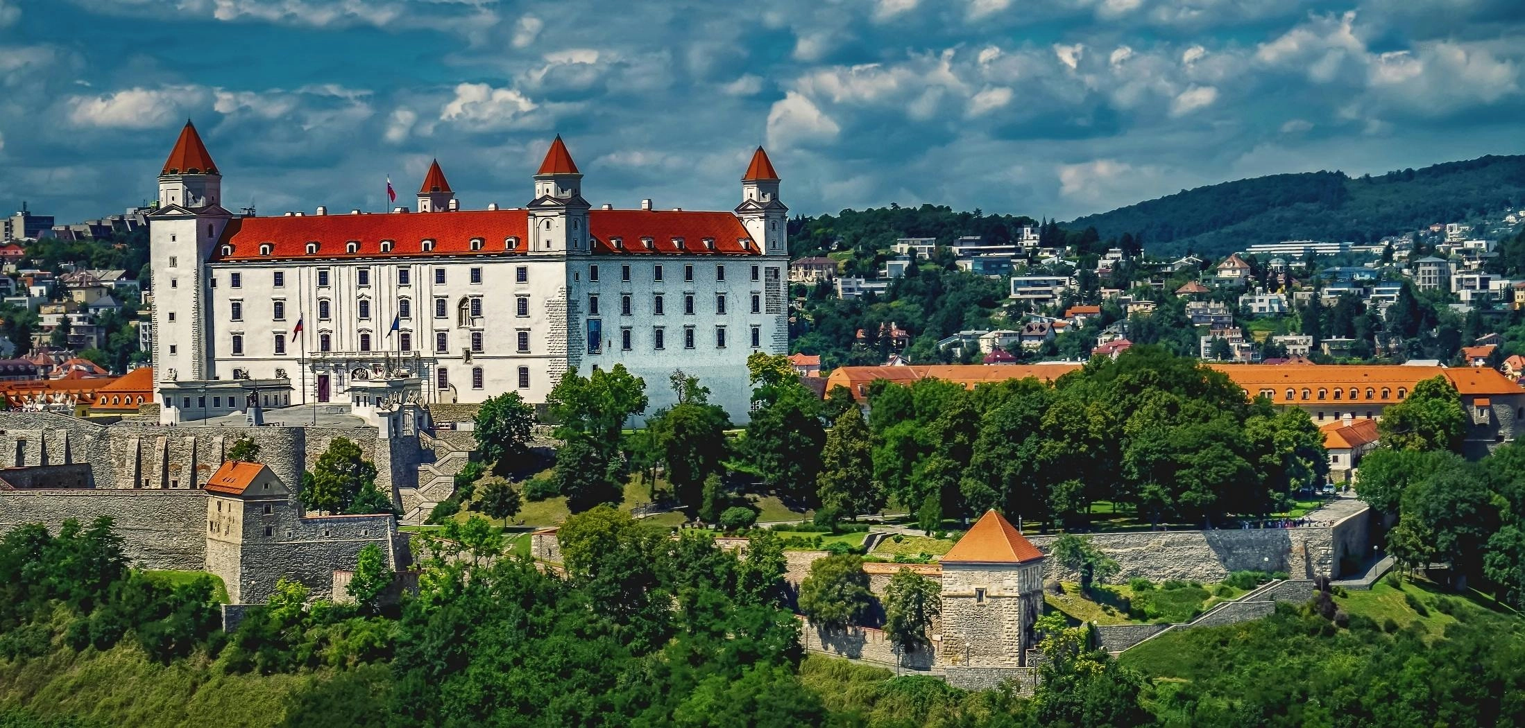 Bratislava Castle above the Danube, an iconic landmark of Bratislava during the Danube bike cruise from Passau to Budapest.