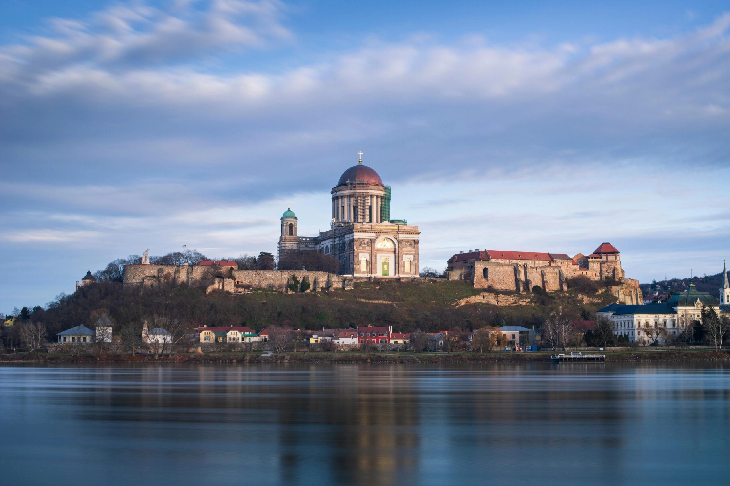 View of Esztergom Basilica on the Danube in Esztergom, a highlight of the Danube bike and barge holiday.