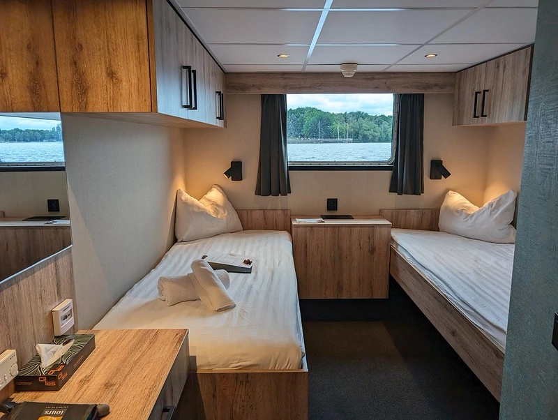 MS Princess main deck standard twin cabin interior with two separate beds and practical cabin layout.